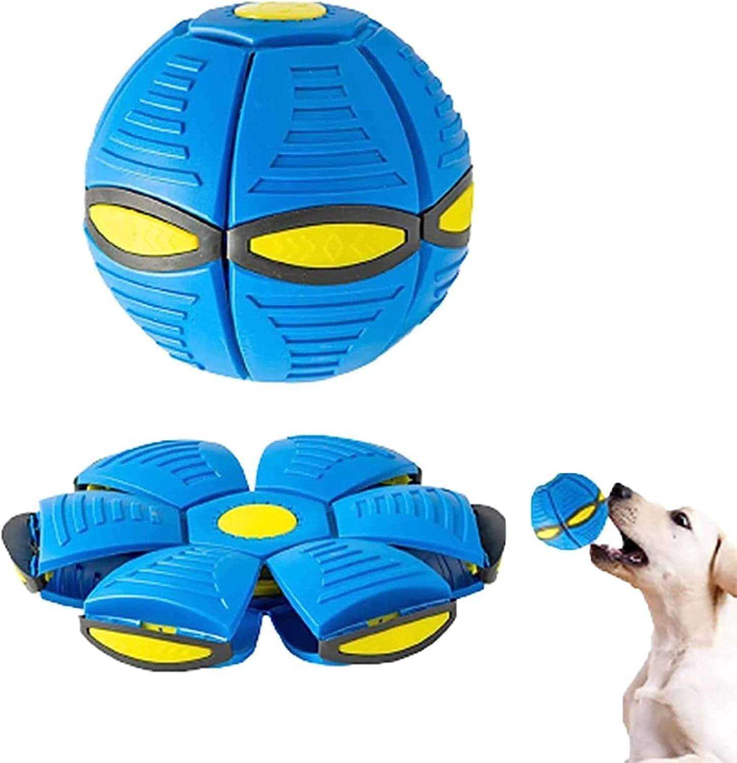 Foldable into a frisbee interactive pet toy ball
